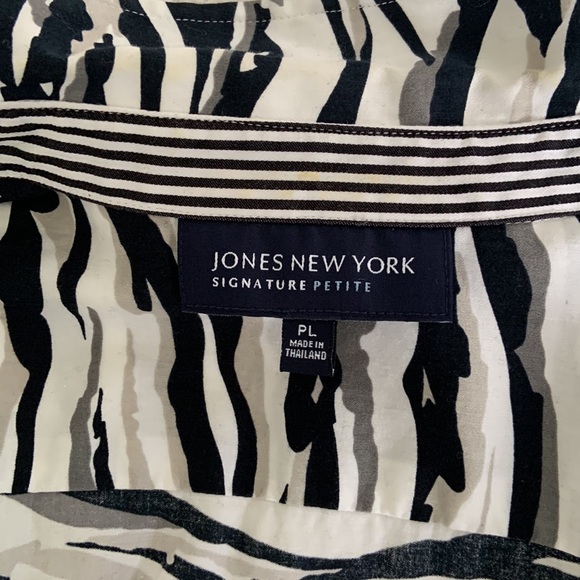 JONES NEW YORK COTTON BUTTON UP LONG SLEEVE SHIRT IN ZEBRA PRINT / PETITE LARGE - Picture 5 of 7